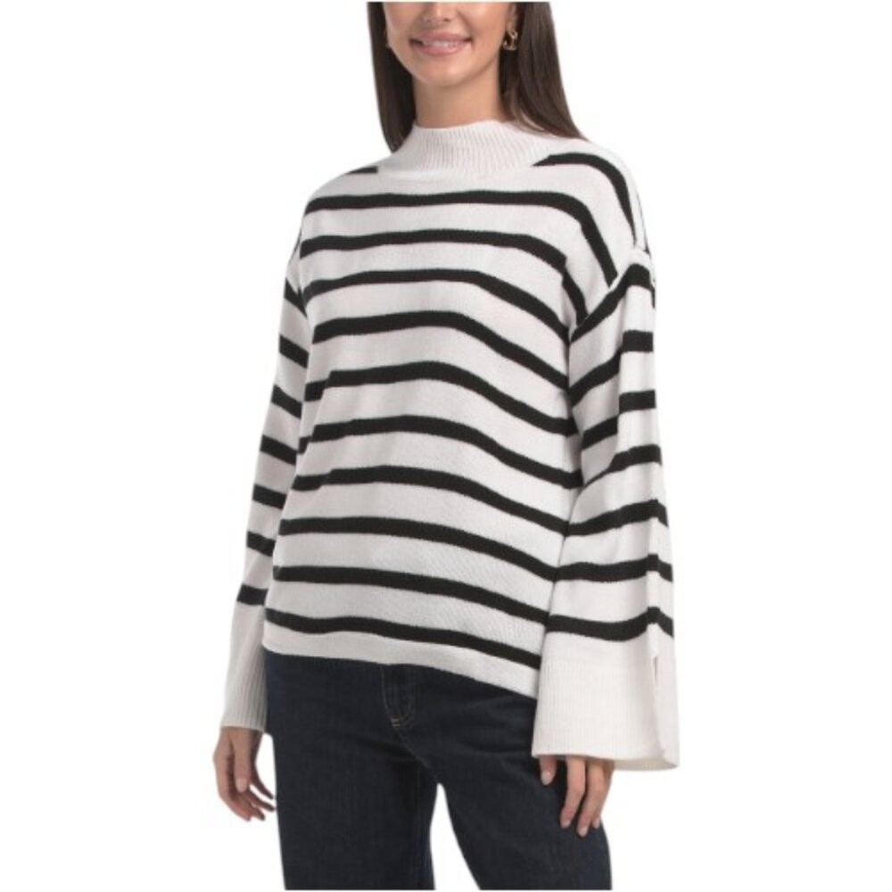SUGAR LIPS Striped Turtleneck Sweater